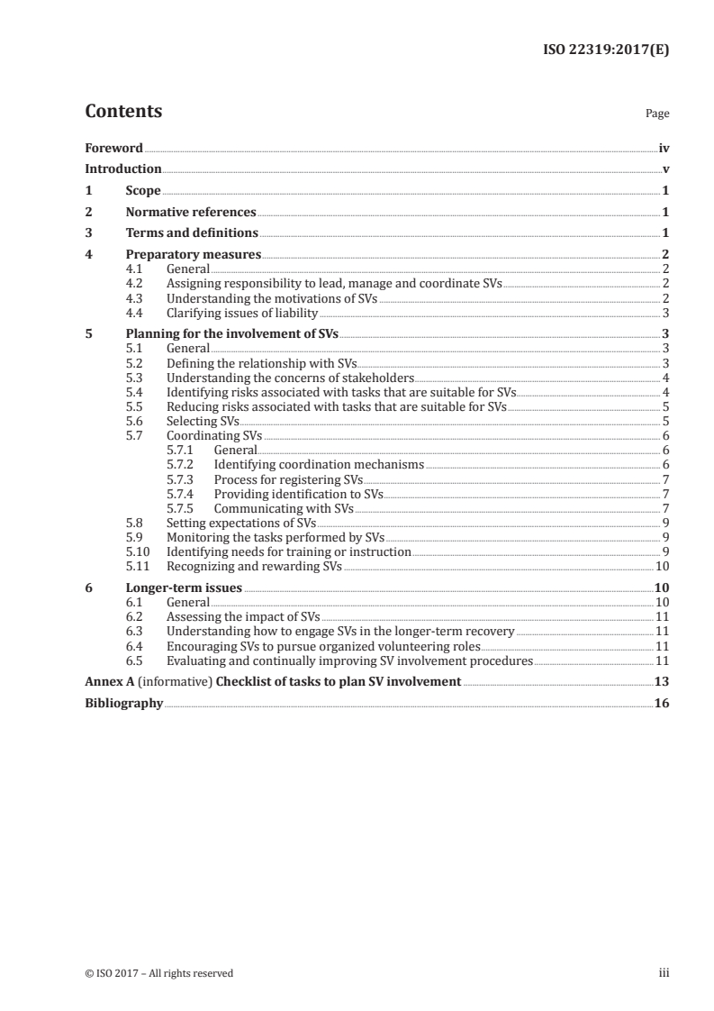 ISO 22319:2017 ISO 22319:2017 - Security and resilience — Community resilience — Guidelines for planning the involvement of spontaneous volunteers/29/2017 - Page 3 preview