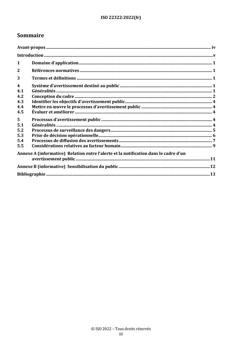 ISO 22322:2022 REDLINE ISO 22322:2022 - Sécurité et résilience — Gestion des situations d'urgence — Lignes directrices pour l'avertissement public - Page 3 preview