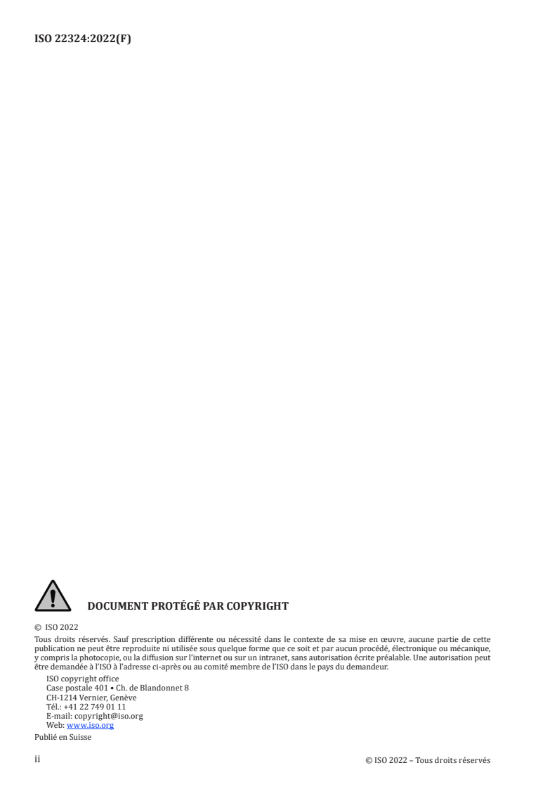 ISO 22324:2022 - Sécurité et résilience - Gestion des situations d'urgence - Lignes directrices relatives aux alertes par code couleur
Released:4. 06. 2025
