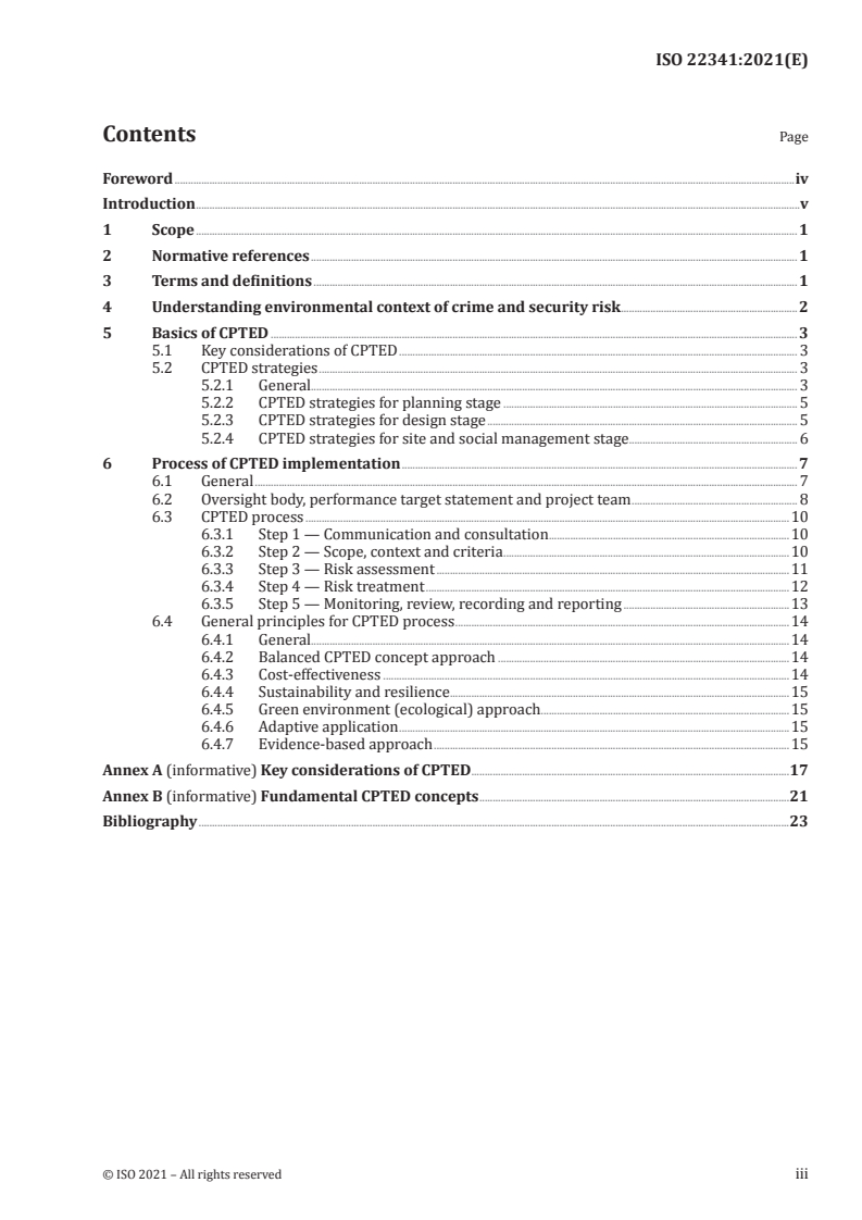 ISO 22341:2021 ISO 22341:2021 - Security and resilience — Protective security — Guidelines for crime prevention through environmental design/7/2021 - Page 3 preview
