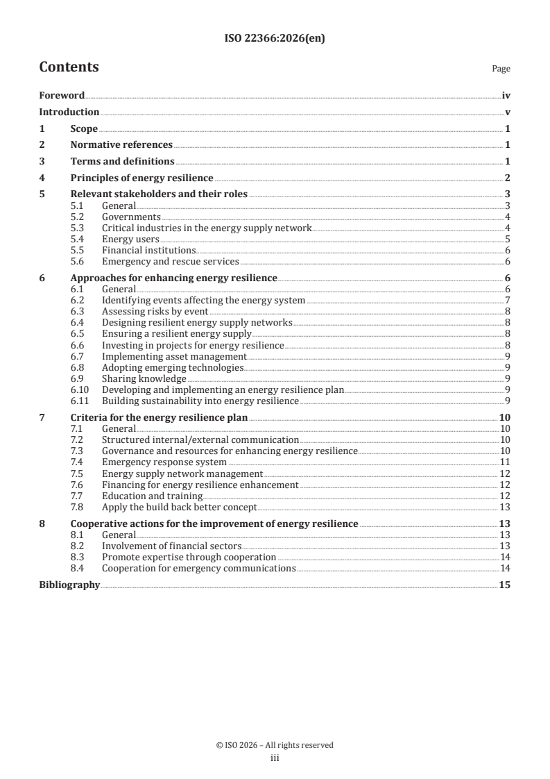 ISO 22366:2026 ISO 22366:2026 - Security and resilience — Community resilience — Framework and principles for energy resilience
Released:8. 01. 2026 - Page 3 preview