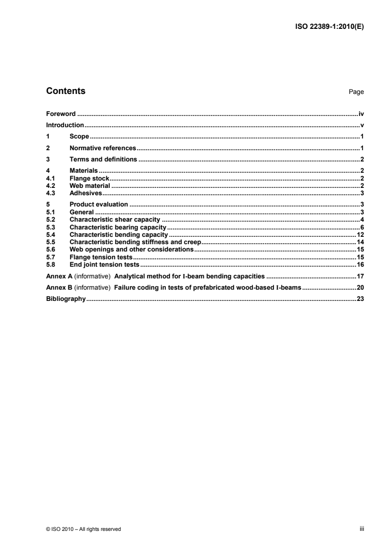 ISO 22389-1:2010 ISO 22389-1:2010 - Timber structures — Bending strength of I-beams
— Part 1: Testing, evaluation and characterization/10/2010 - Page 3 preview