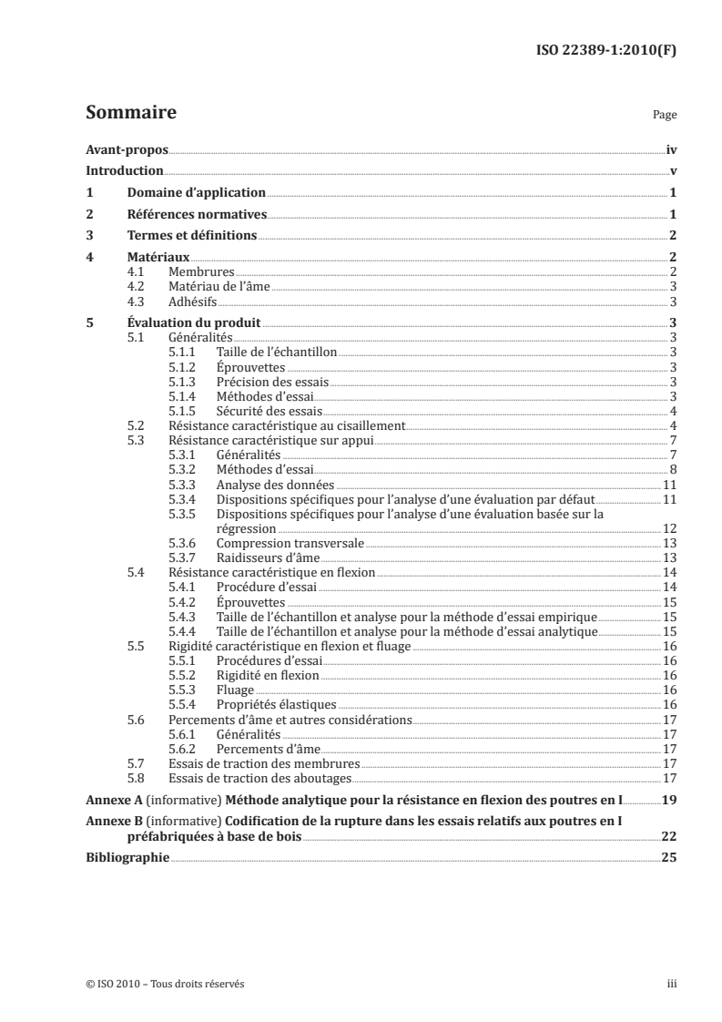 ISO 22389-1:2010 ISO 22389-1:2010 - Structures en bois — Résistance à la flexion des poutres en I — Partie 1: Essais, évaluation et caractérisation/2/2019 - Page 3 preview