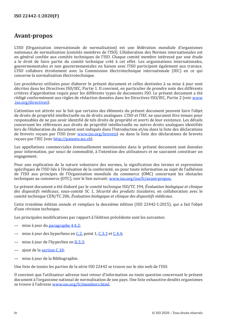 ISO 22442-1:2020 ISO 22442-1:2020 - Dispositifs médicaux utilisant des tissus animaux et leurs dérivés — Partie 1: Application de la gestion des risques/15/2020 - Page 4 preview