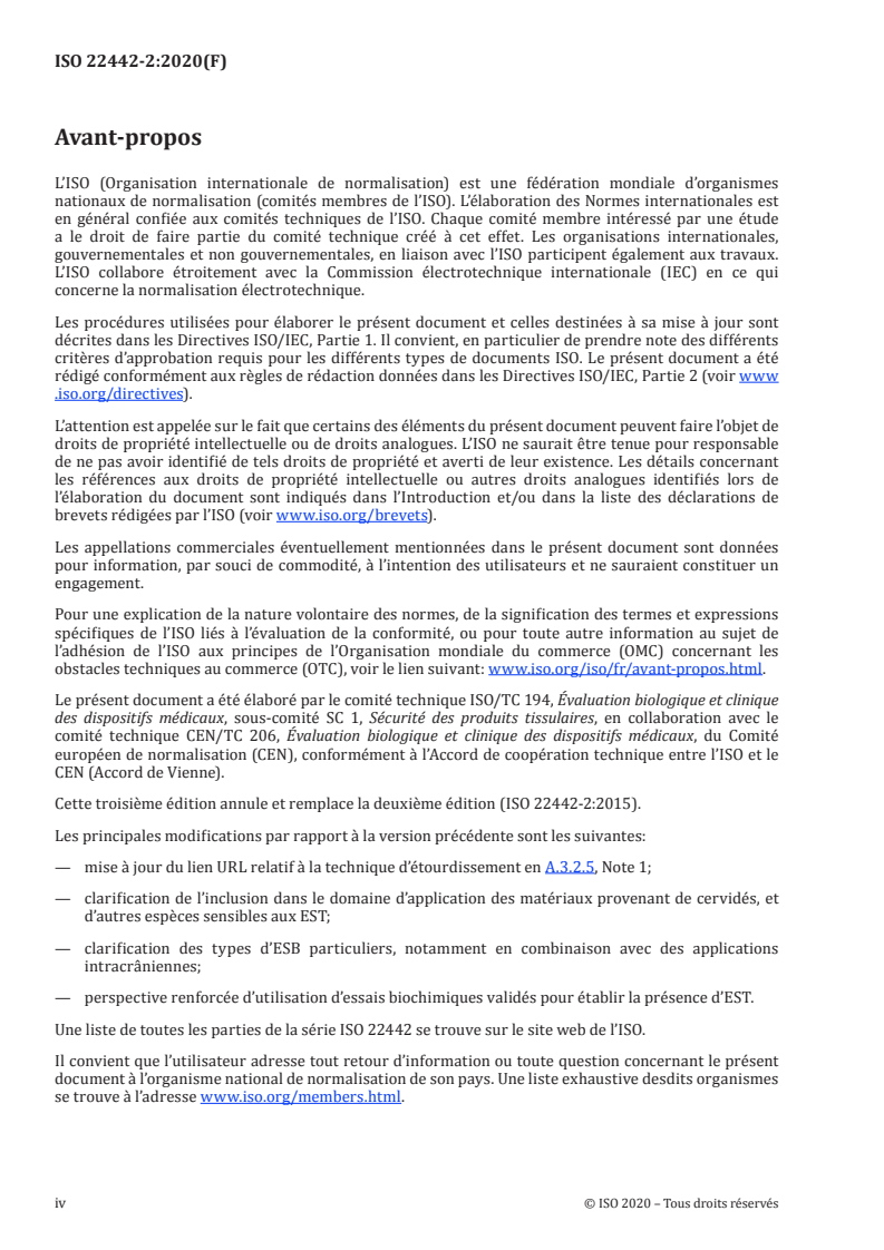 ISO 22442-2:2020 ISO 22442-2:2020 - Dispositifs médicaux utilisant des tissus animaux et leurs dérivés — Partie 2: Contrôles de l'origine, de la collecte et du traitement/15/2020 - Page 4 preview