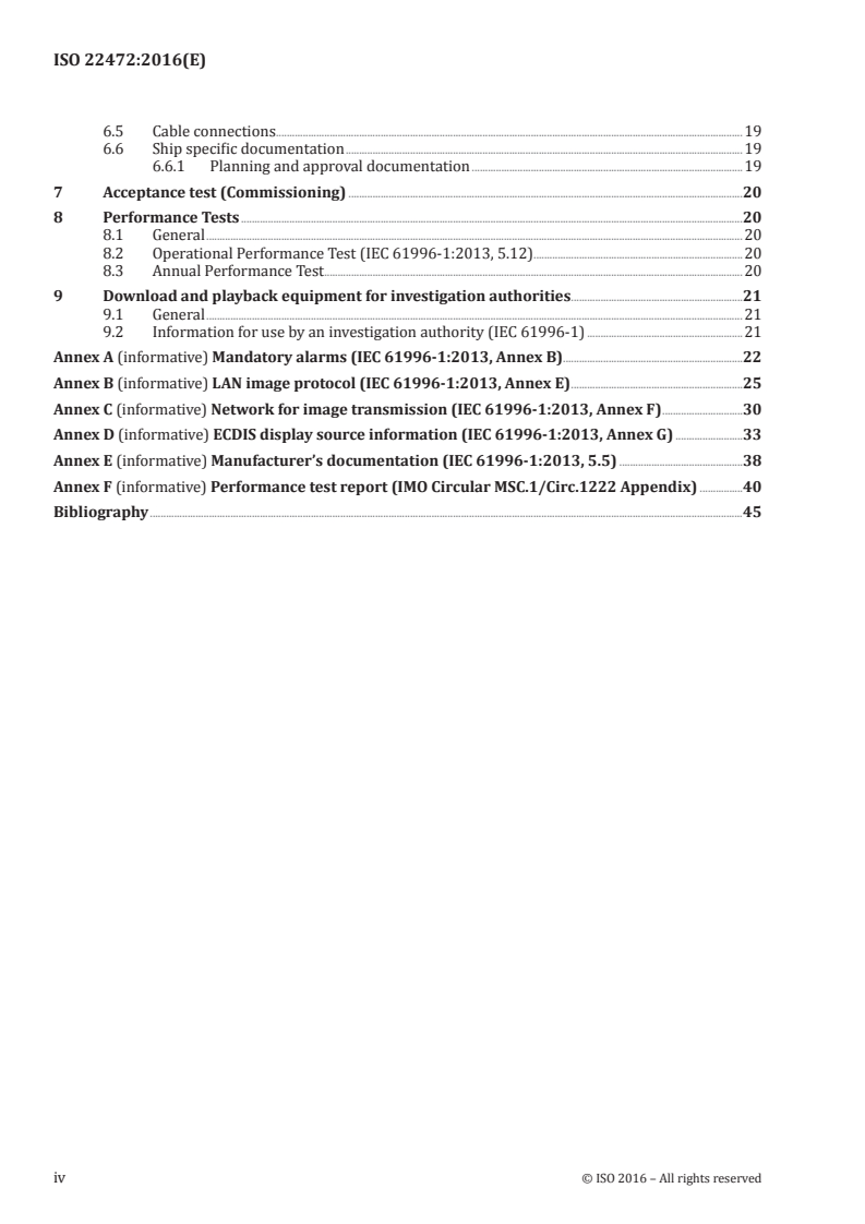 ISO 22472:2016 ISO 22472:2016 - Ships and marine technology — Guidelines for the operation and installation of voyage data recorder (VDR)/21/2016 - Page 4 preview