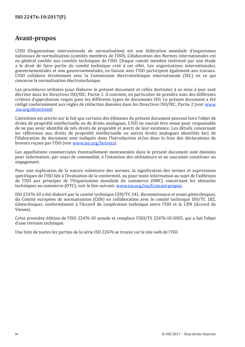 ISO 22476-10:2017 ISO 22476-10:2017 - Reconnaissance et essais géotechniques — Essais en place — Partie 10: Essai de sondage par poids/12/2019 - Page 4 preview