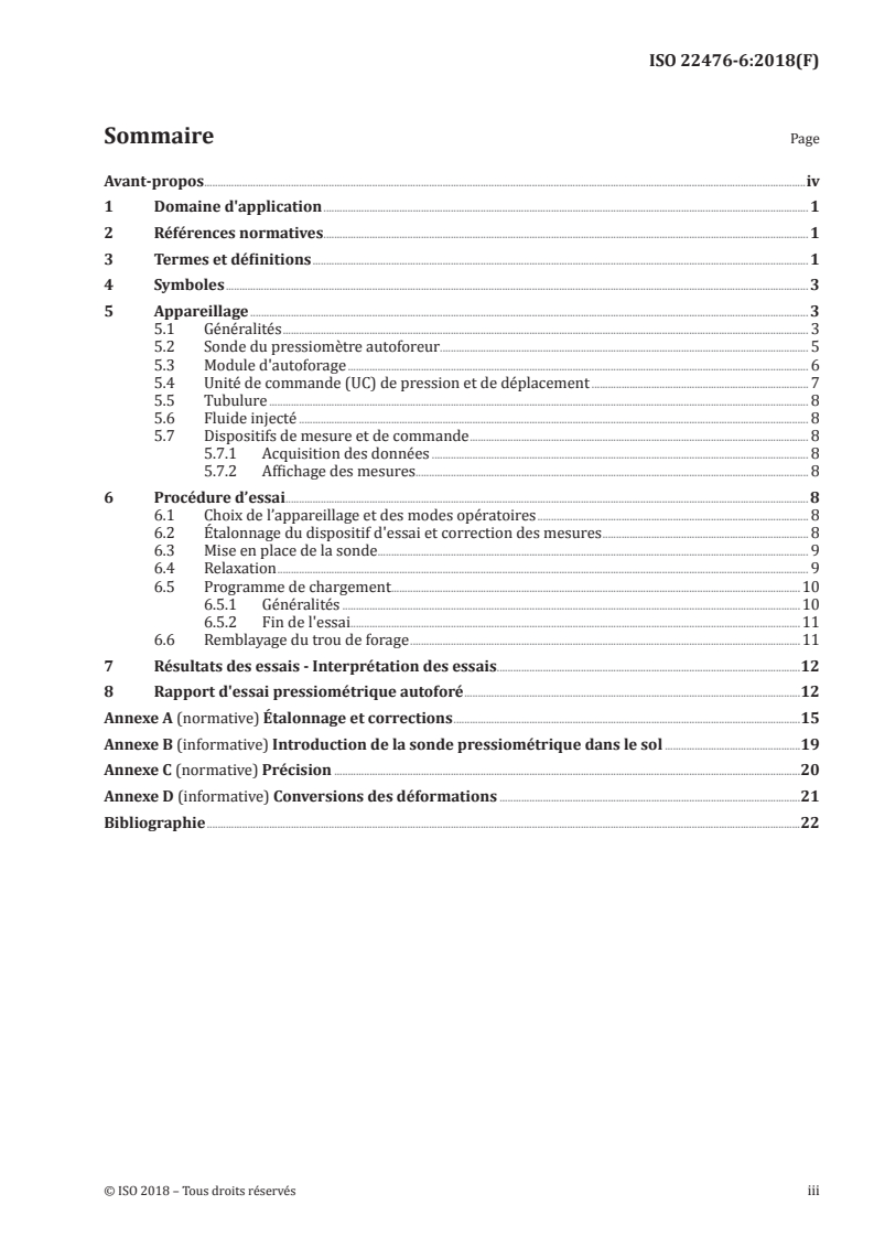 ISO 22476-6:2018 ISO 22476-6:2018 - Reconnaissance et essais géotechniques — Essais en place — Partie 6: Essai pressiométrique autoforé/17/2019 - Page 3 preview