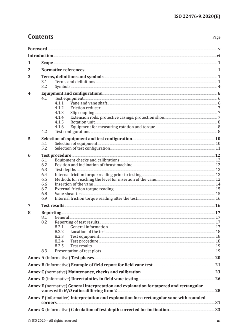 ISO 22476-9:2020 ISO 22476-9:2020 - Geotechnical investigation and testing — Field testing — Part 9: Field vane test (FVT and FVT-F)/7/2020 - Page 3 preview