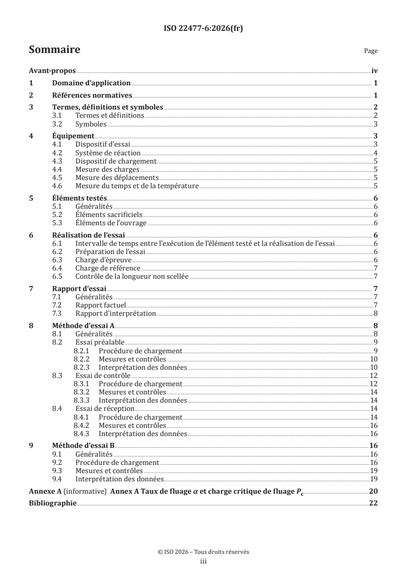 ISO 22477-6:2026 ISO 22477-6:2026 - Reconnaissance et essais géotechniques – Essais des structures géotechniques — Partie 6: Essais de chargement des clous et des boulons - Page 3 preview