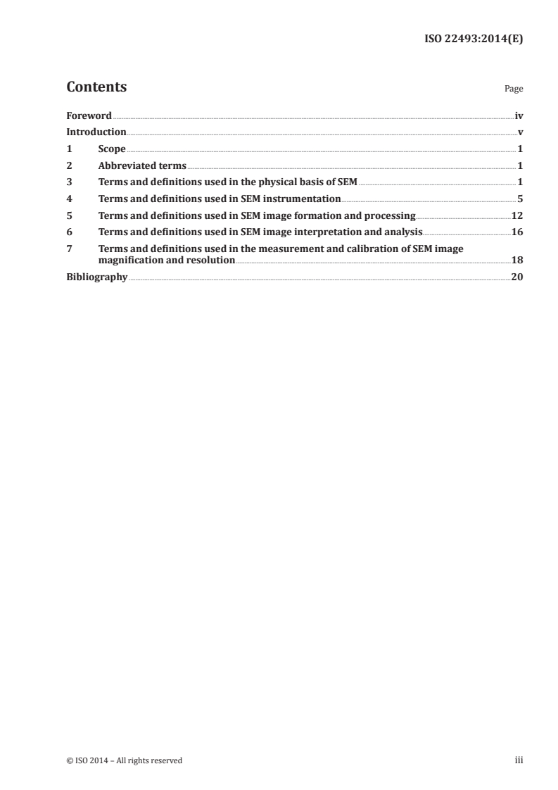 ISO 22493:2014 ISO 22493:2014 - Microbeam analysis — Scanning electron microscopy — Vocabulary/9/2014 - Page 3 preview