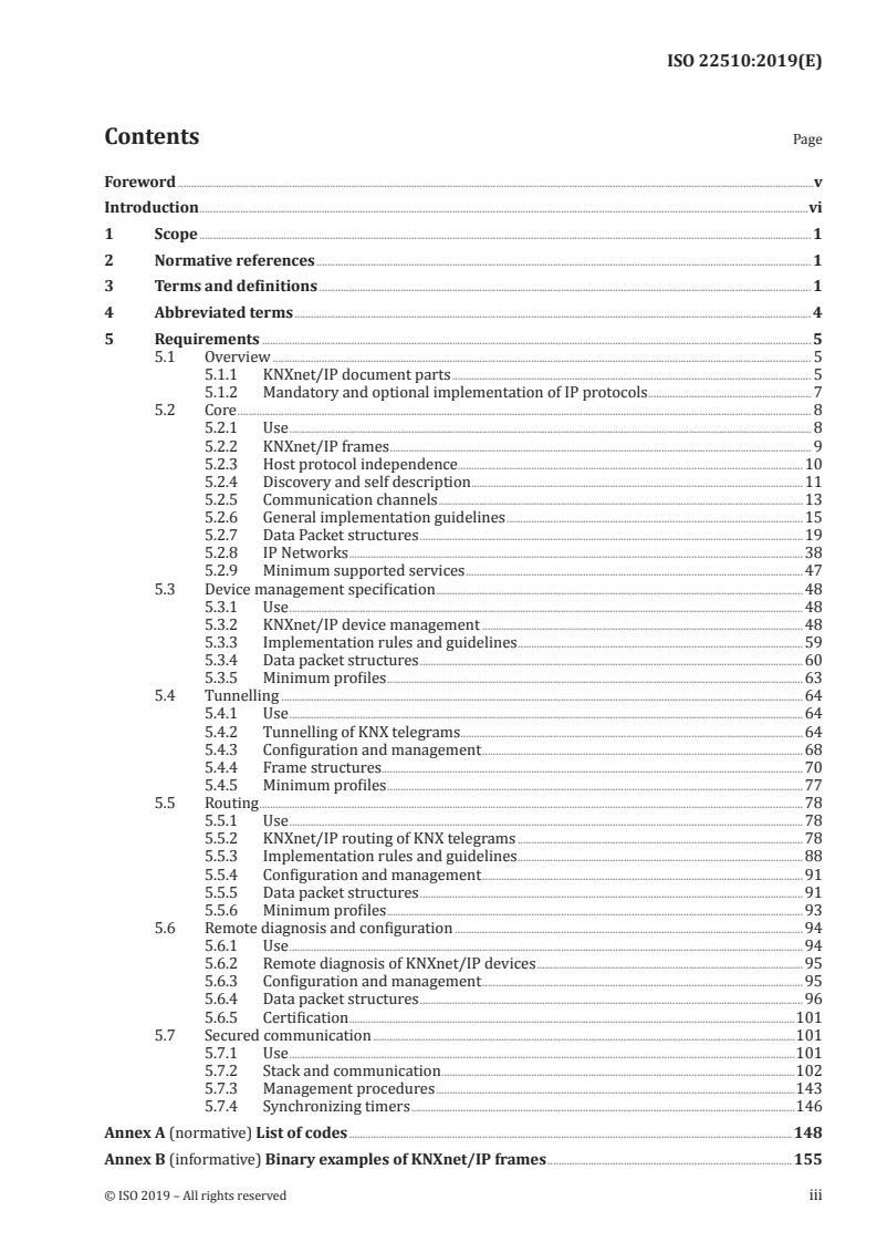 ISO 22510:2019 ISO 22510:2019 - Open data communication in building automation, controls and building management — Home and building electronic systems — KNXnet/IP communication/28/2019 - Page 3 preview