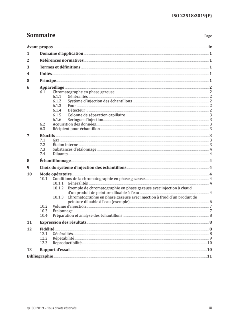 ISO 22518:2019 ISO 22518:2019 - Peintures et vernis — Détermination des solvants dans des peintures diluables à l'eau — Méthode par chromatographie en phase gazeuse/22/2020 - Page 3 preview