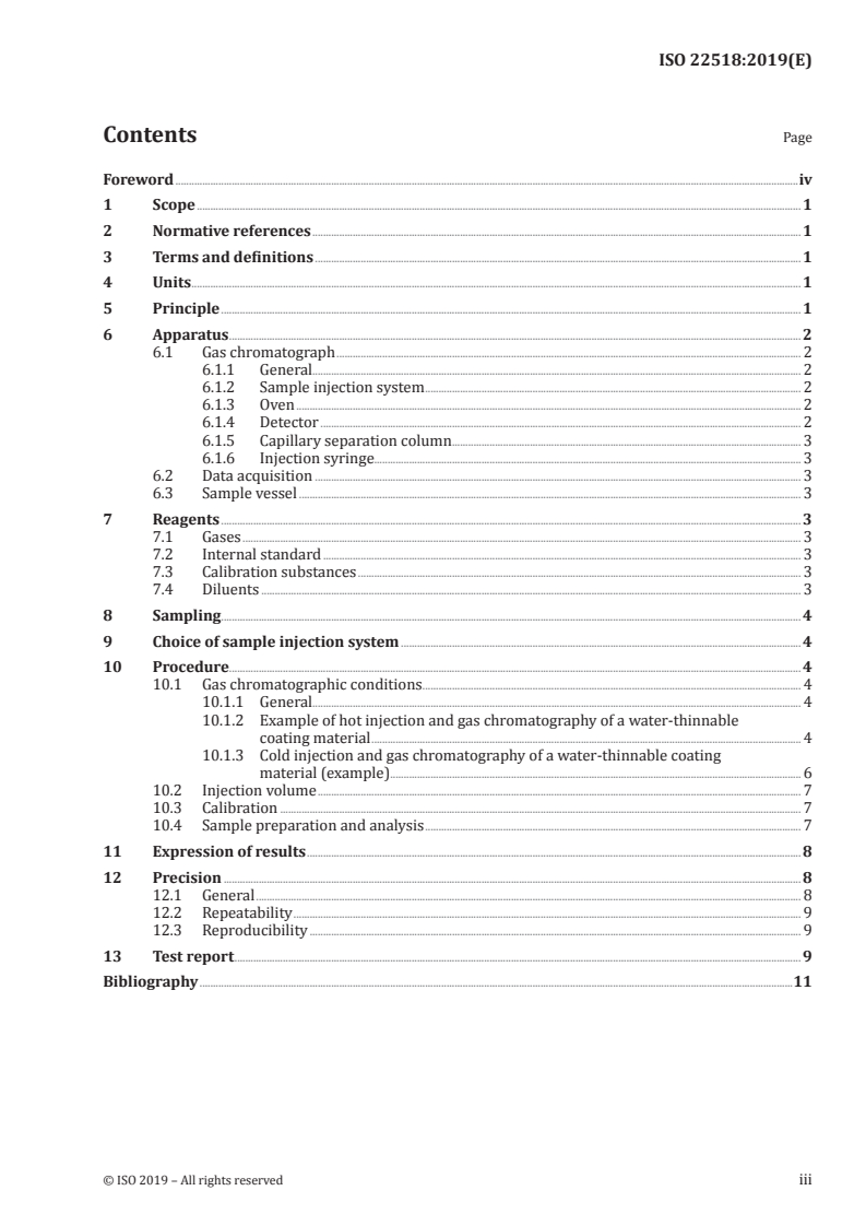 ISO 22518:2019 ISO 22518:2019 - Paints and varnishes — Determination of solvents in water-thinnable coating materials — Gas-chromatographic method/12/2019 - Page 3 preview