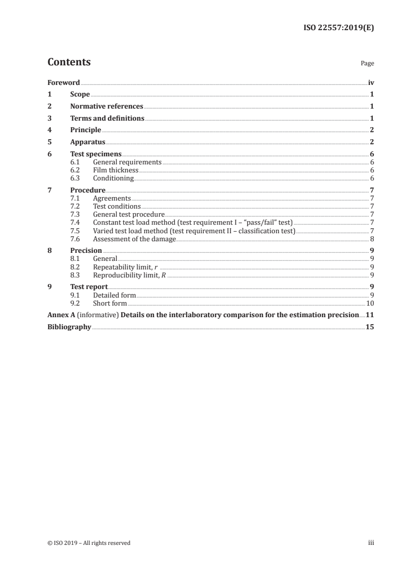 ISO 22557:2019 ISO 22557:2019 - Paints and varnishes — Scratch test using a spring-loaded pen/16/2019 - Page 3 preview