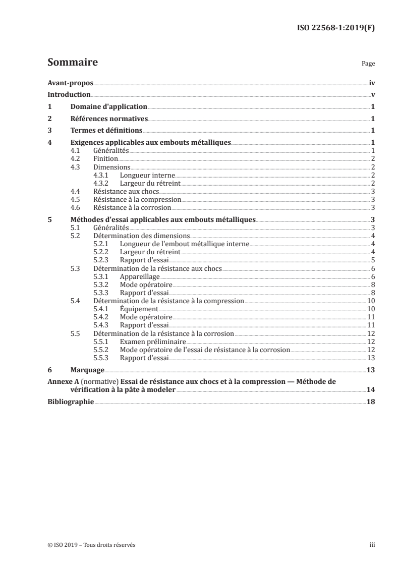 ISO 22568-1:2019 ISO 22568-1:2019 - Protecteurs du pied et de la jambe — Exigences et méthodes d'essais pour les composants de chaussure — Partie 1: Embouts métalliques/26/2020 - Page 3 preview