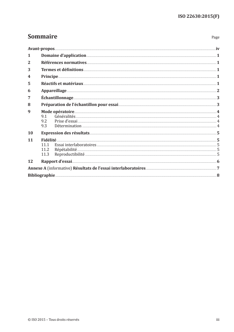 ISO 22630:2015 ISO 22630:2015 - Tourteaux de graines oléagineuses — Détermination de la teneur en huile — Méthode d'extraction rapide/6/2015 - Page 3 preview
