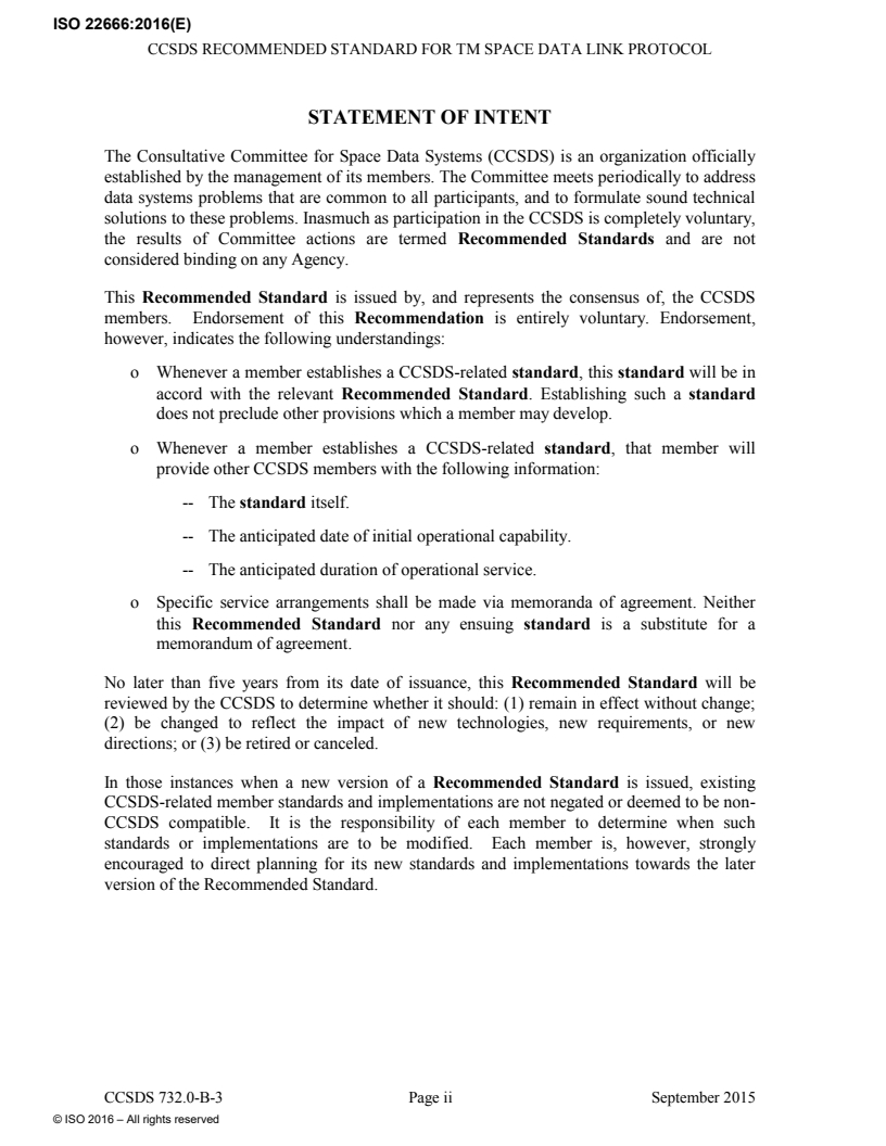 ISO 22666:2016 ISO 22666:2016 - Space data and information transfer systems — AOS (advanced orbiting systems) space data link protocol/3/2016 - Page 4 preview