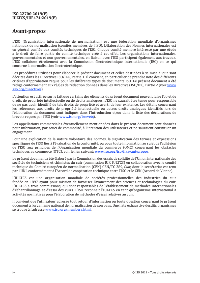 ISO 22700:2019 ISO 22700:2019 - Cuir — Mesurage de la couleur et des écarts de couleur des cuirs finis
Released:3/13/2019 - Page 4 preview