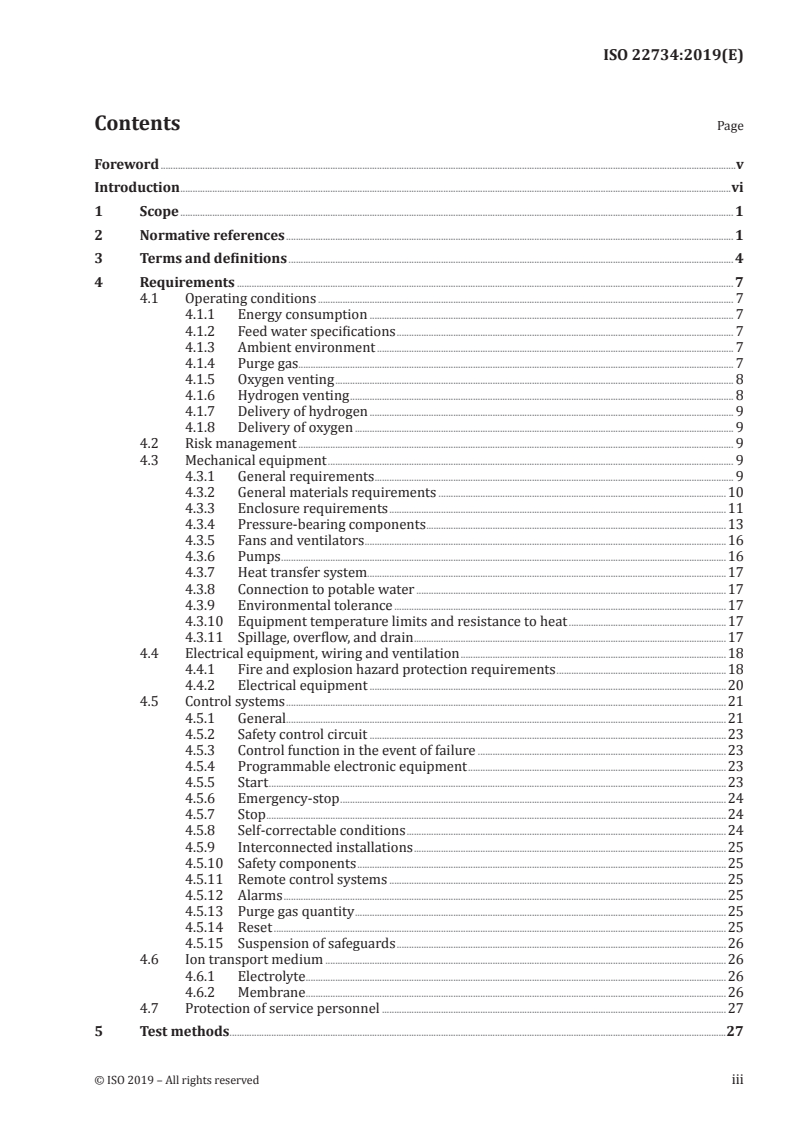 ISO 22734:2019 ISO 22734:2019 - Hydrogen generators using water electrolysis — Industrial, commercial, and residential applications/30/2019 - Page 3 preview