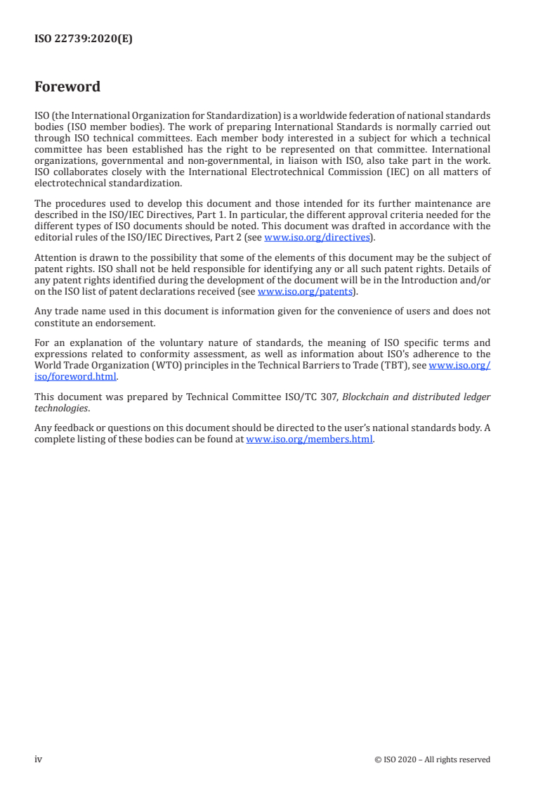 kSIST FprISO 22739:2021 ISO 22739:2020 - Blockchain and distributed ledger technologies — Vocabulary/13/2020 - Page 4 preview