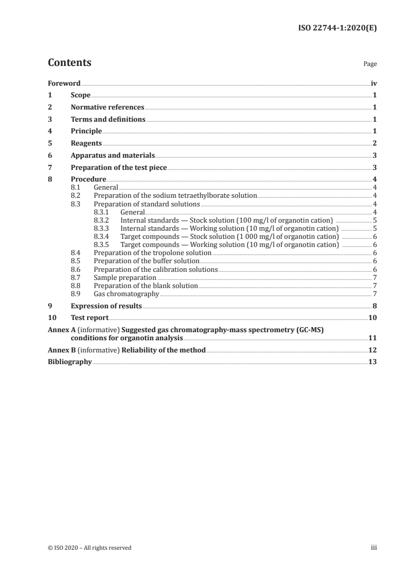 ISO 22744-1:2020 ISO 22744-1:2020 - Textiles and textile products — Determination of organotin compounds — Part 1: Derivatisation method using gas chromatography/29/2020 - Page 3 preview