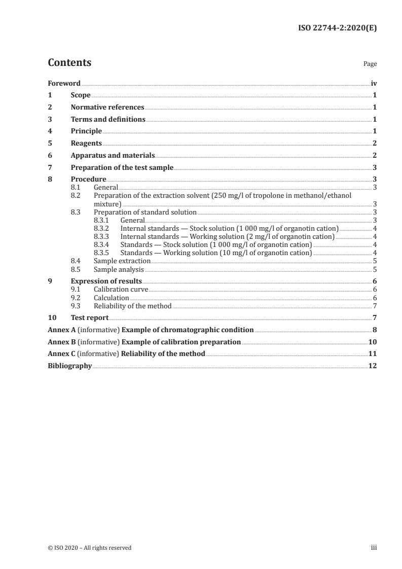 ISO 22744-2:2020 ISO 22744-2:2020 - Textiles and textile products — Determination of organotin compounds — Part 2: Direct method using liquid chromatography/31/2020 - Page 3 preview