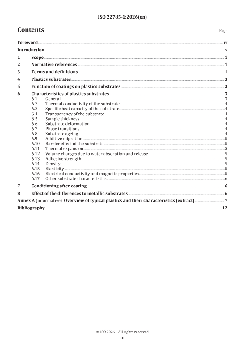 ISO 22785-1:2026 ISO 22785-1:2026 - Paints and varnishes — Coatings on plastics and composites — Part 1: General introduction - Page 3 preview