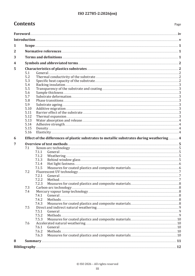 ISO 22785-2:2026 ISO 22785-2:2026 - Paints and varnishes — Coatings on plastics and composites — Part 2: Weathering and irradiation testing - Page 3 preview