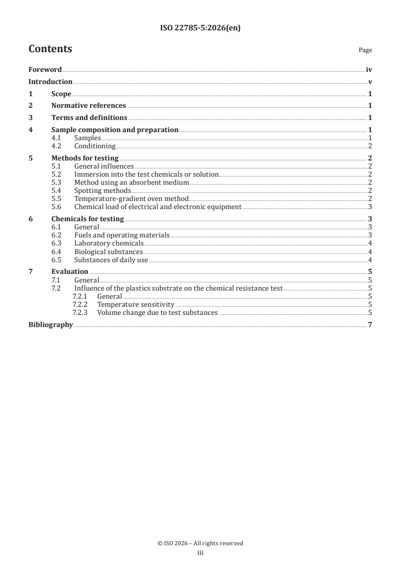 ISO 22785-5:2026 ISO 22785-5:2026 - Paints and varnishes — Coatings on plastics and composites — Part 5: Chemical resistance testing - Page 3 preview