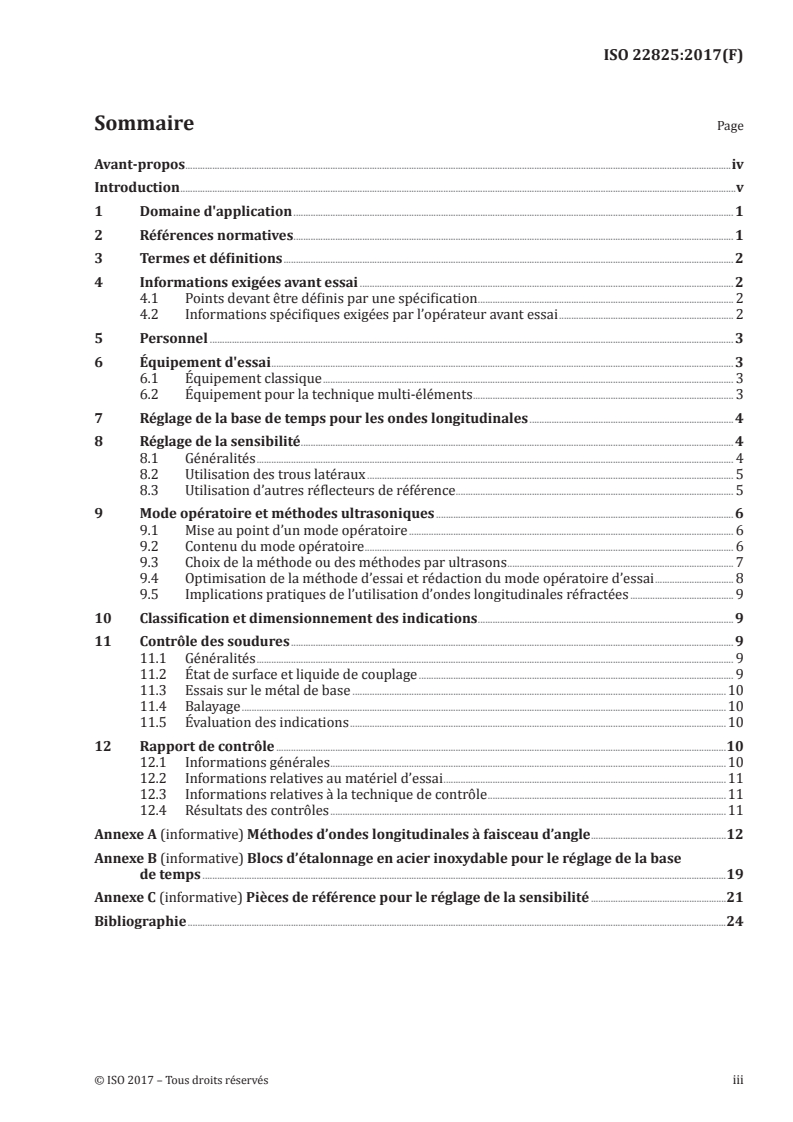 ISO 22825:2017 ISO 22825:2017 - Essais non destructifs des assemblages soudés — Contrôle par ultrasons — Contrôle des soudures en aciers austénitiques et en alliages à base nickel/21/2017 - Page 3 preview