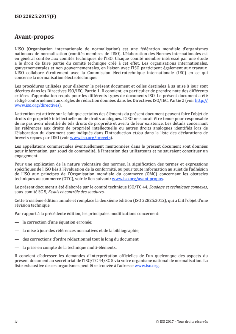ISO 22825:2017 ISO 22825:2017 - Essais non destructifs des assemblages soudés — Contrôle par ultrasons — Contrôle des soudures en aciers austénitiques et en alliages à base nickel/21/2017 - Page 4 preview