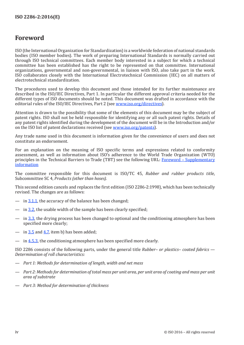 ISO 2286-2:2016 ISO 2286-2:2016 - Rubber- or plastics-coated fabrics — Determination of roll characteristics — Part 2: Methods for determination of total mass per unit area, mass per unit area of coating and mass per unit area of substrate/15/2016 - Page 4 preview