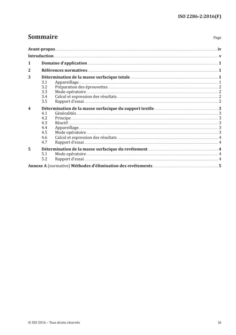 ISO 2286-2:2016 ISO 2286-2:2016 - Supports textiles revêtus de caoutchouc ou de plastique — Détermination des caractéristiques des rouleaux — Partie 2: Méthodes de détermination de la masse surfacique totale, de la masse surfacique du revêtement et de la masse surfacique du support/15/2016 - Page 3 preview