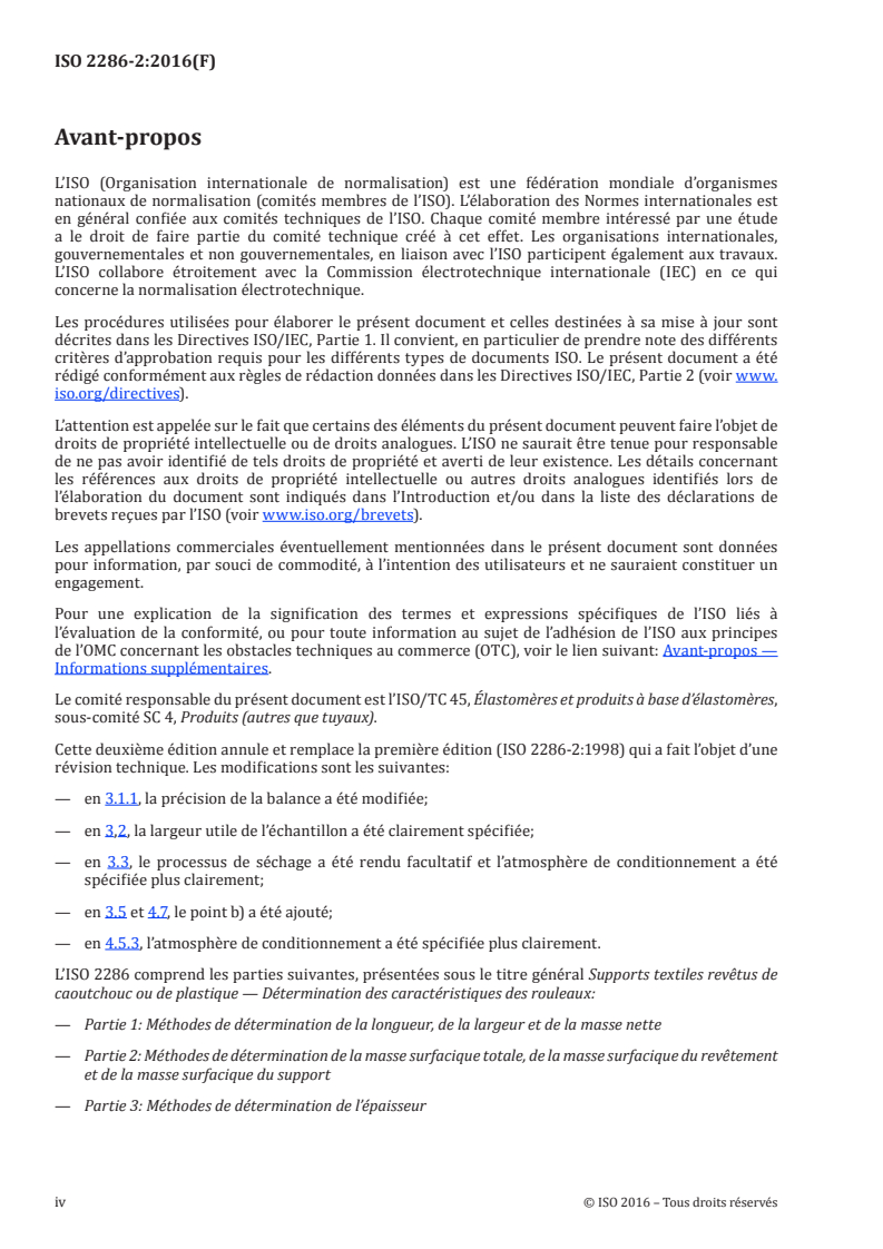 ISO 2286-2:2016 ISO 2286-2:2016 - Supports textiles revêtus de caoutchouc ou de plastique — Détermination des caractéristiques des rouleaux — Partie 2: Méthodes de détermination de la masse surfacique totale, de la masse surfacique du revêtement et de la masse surfacique du support/15/2016 - Page 4 preview