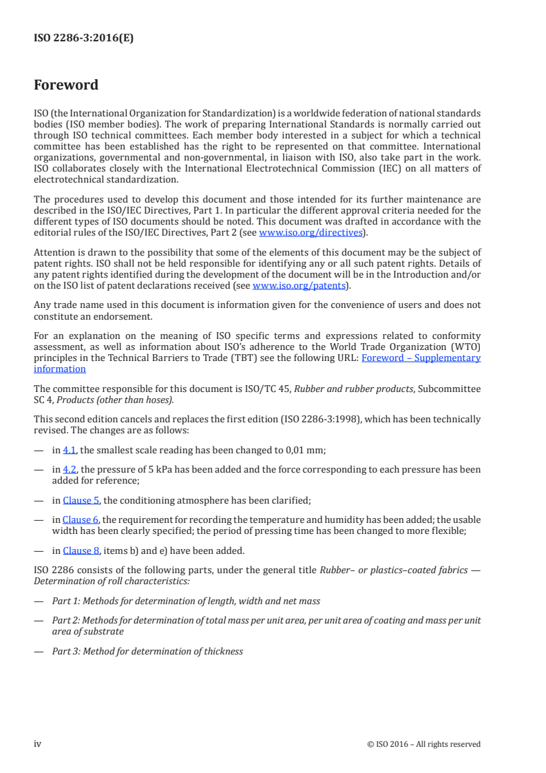 ISO 2286-3:2016 ISO 2286-3:2016 - Rubber- or plastics-coated fabrics — Determination of roll characteristics — Part 3: Method for determination of thickness/15/2016 - Page 4 preview