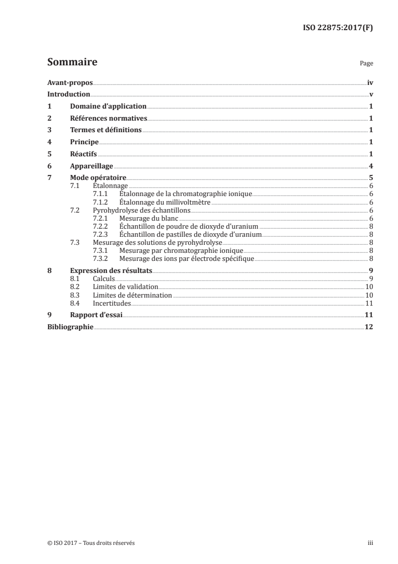 ISO 22875:2017 ISO 22875:2017 - Énergie nucléaire — Détermination du chlore et du fluor dans les poudres de dioxyde d'uranium et les pastilles frittées/10/2017 - Page 3 preview