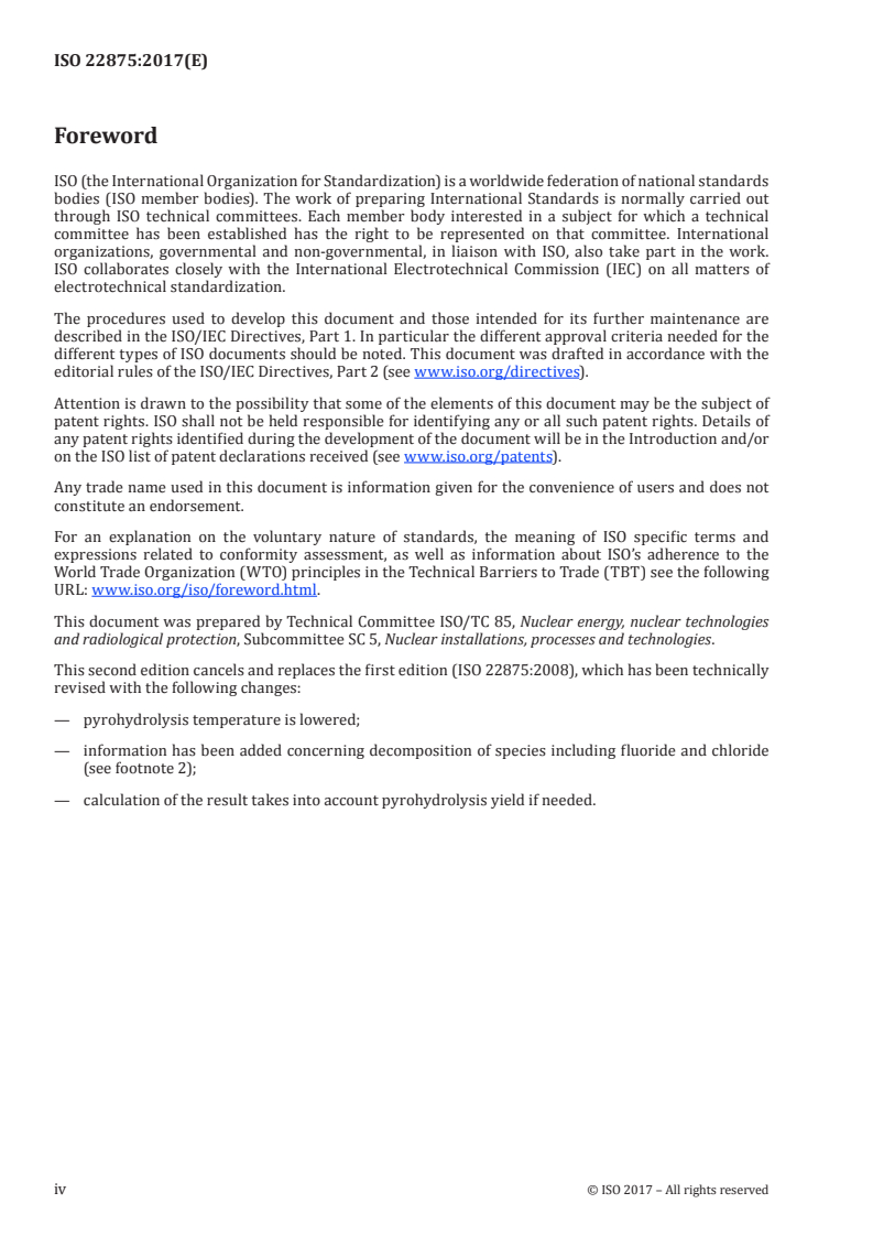 ISO 22875:2017 ISO 22875:2017 - Nuclear energy — Determination of chlorine and fluorine in uranium dioxide powder and sintered pellets/10/2017 - Page 4 preview