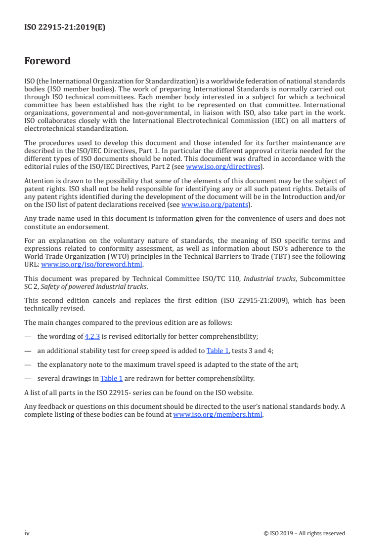 ISO 22915-21:2019 ISO 22915-21:2019 - Industrial trucks — Verification of stability — Part 21: Order-picking trucks with operator position elevating above 1 200 mm/20/2019 - Page 4 preview