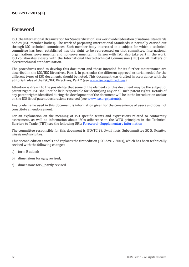 ISO 22917:2016 ISO 22917:2016 - Precision superabrasives — Limit deviations and run-out tolerances for grinding wheels with diamond or cubic boron nitride/2/2016 - Page 4 preview