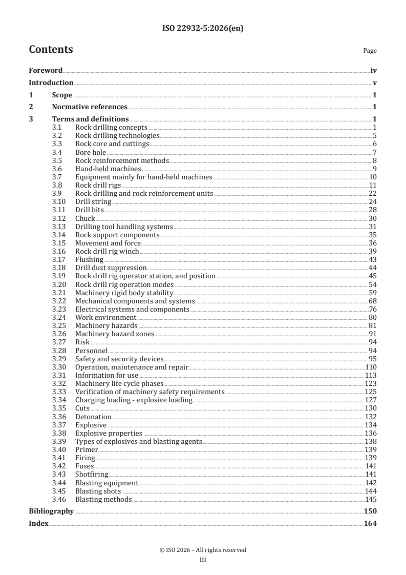 ISO 22932-5:2026 ISO 22932-5:2026 - Mining — Vocabulary — Part 5: Drilling and blasting - Page 3 preview