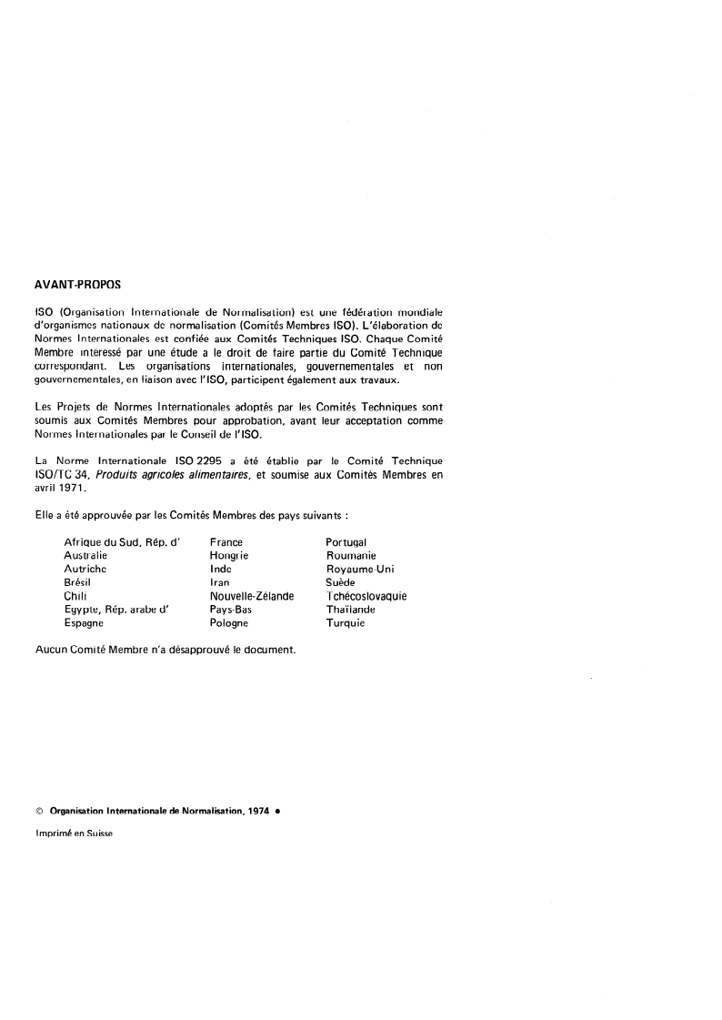 SIST ISO 2295:1996 ISO 2295:1974 - Avocats — Guide pour l'entreposage et le transport/1/1974 - Page 2 preview