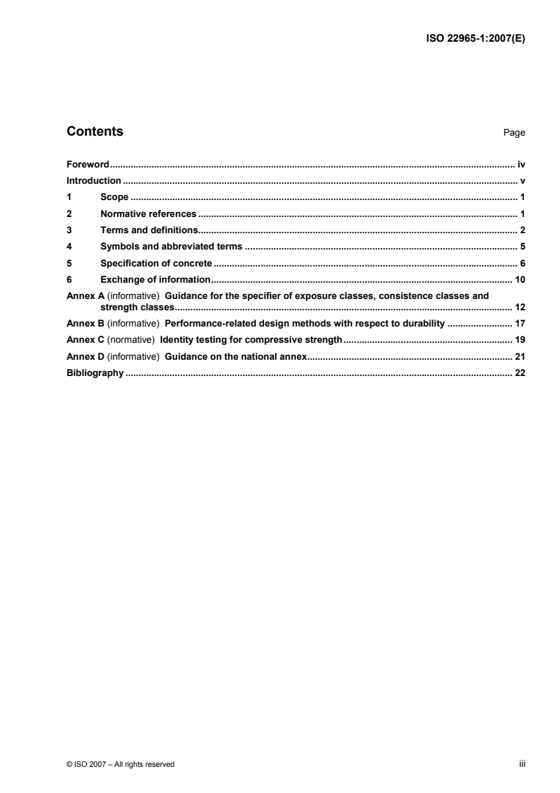 ISO 22965-1:2007 ISO 22965-1:2007 - Concrete — Part 1: Methods of specifying and guidance for the specifier/26/2007 - Page 3 preview