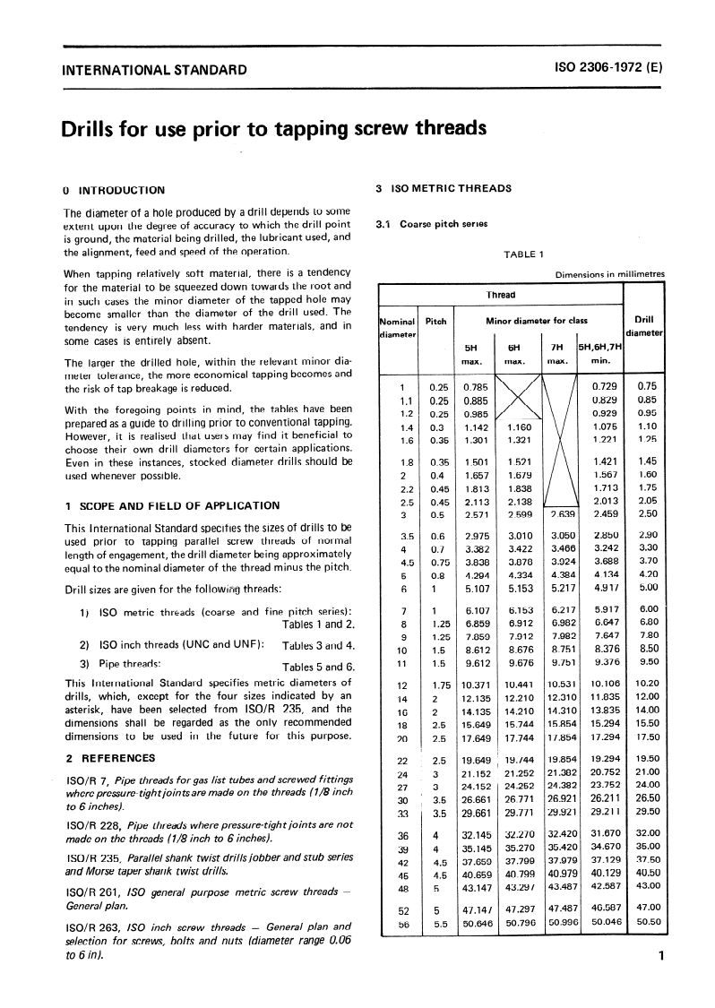 ISO 2306:1972 ISO 2306:1972 - Drills for use prior to tapping screw threads/1/1972 - Page 3 preview