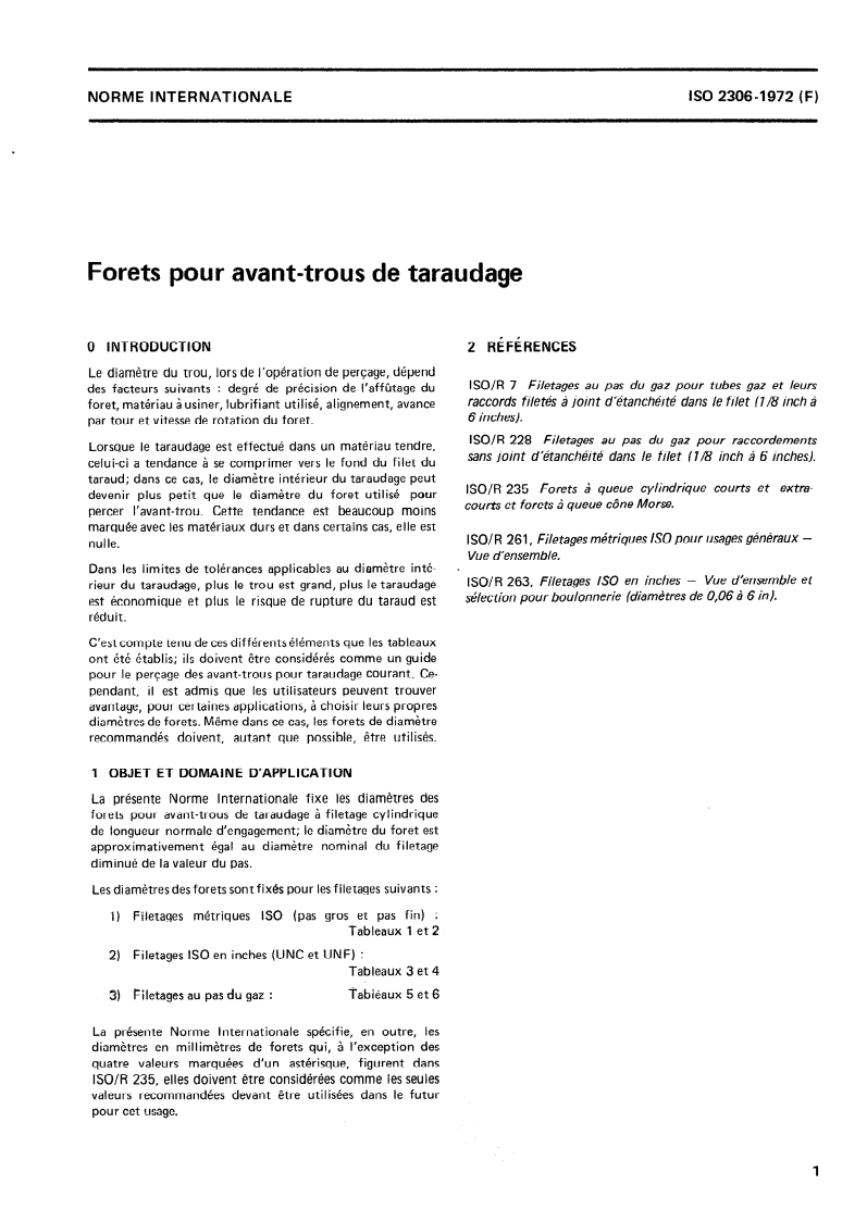 ISO 2306:1972 ISO 2306:1972 - Forets pour avant-trous de taraudage/1/1972 - Page 3 preview