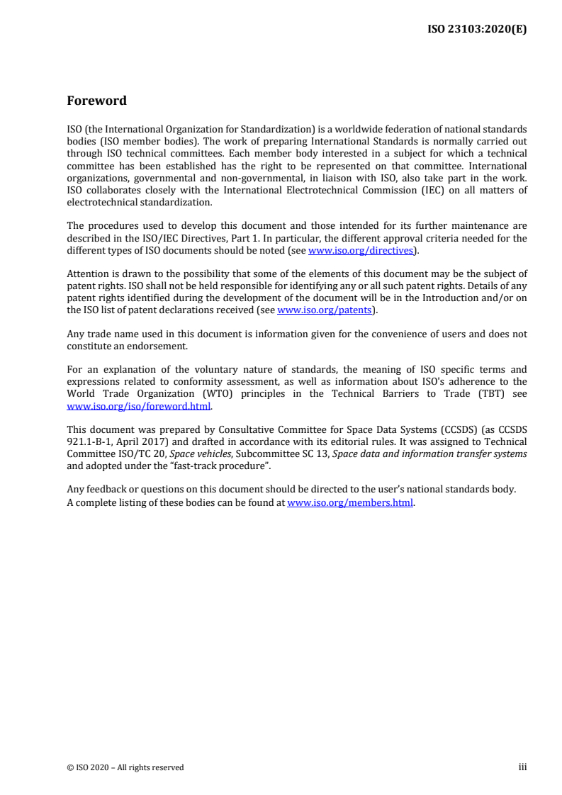 ISO 23103:2020 ISO 23103:2020 - Space link extension — Cross support transfer service — Specification framework/31/2020 - Page 3 preview