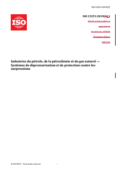 REDLINE ISO 23251:2019 - Industries du pétrole, de la pétrochimie et du gaz naturel — Systèmes de dépressurisation et de protection contre les surpressions
Released:15. 12. 2025 - Page 1 preview