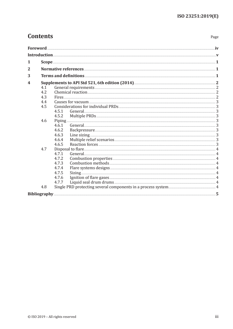 ISO 23251:2019 ISO 23251:2019 - Petroleum, petrochemical and natural gas industries — Pressure-relieving and depressuring systems/18/2019 - Page 3 preview