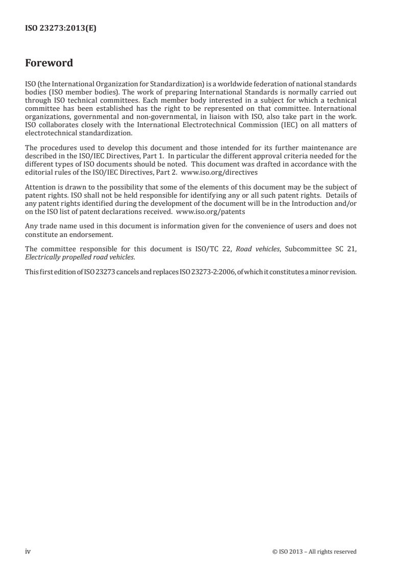 ISO 23273:2013 ISO 23273:2013 - Fuel cell road vehicles — Safety specifications — Protection against hydrogen hazards for vehicles fuelled with compressed hydrogen/3/2013 - Page 4 preview