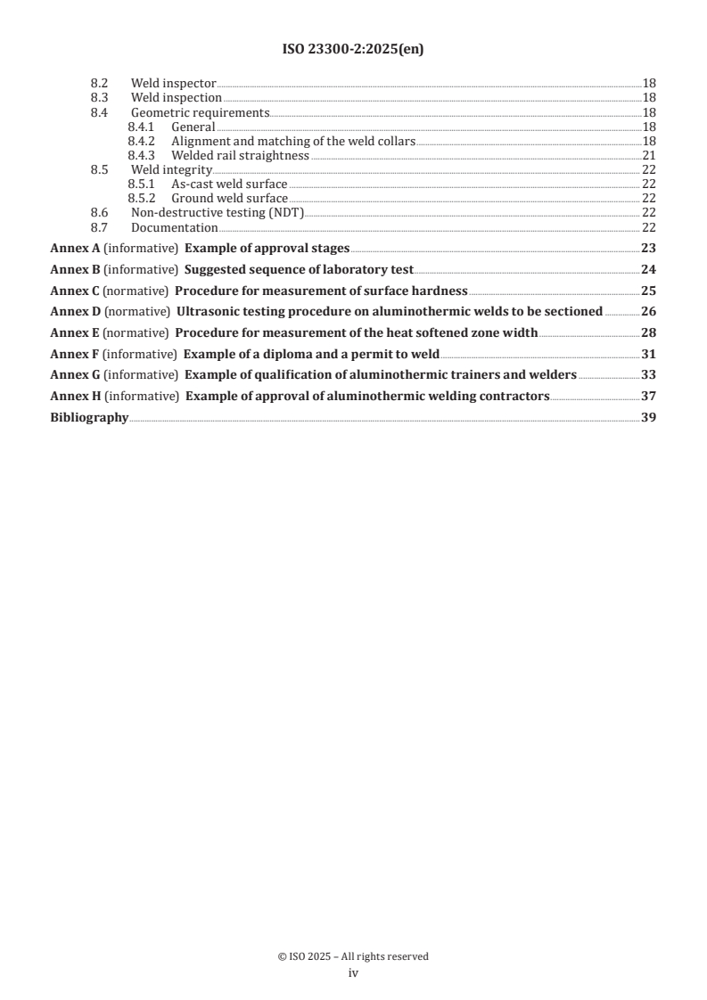 ISO 23300-2:2025 ISO 23300-2:2025 - Railway infrastructure — Rail welding — Part 2: Aluminothermic welding
Released:10/17/2025 - Page 4 preview